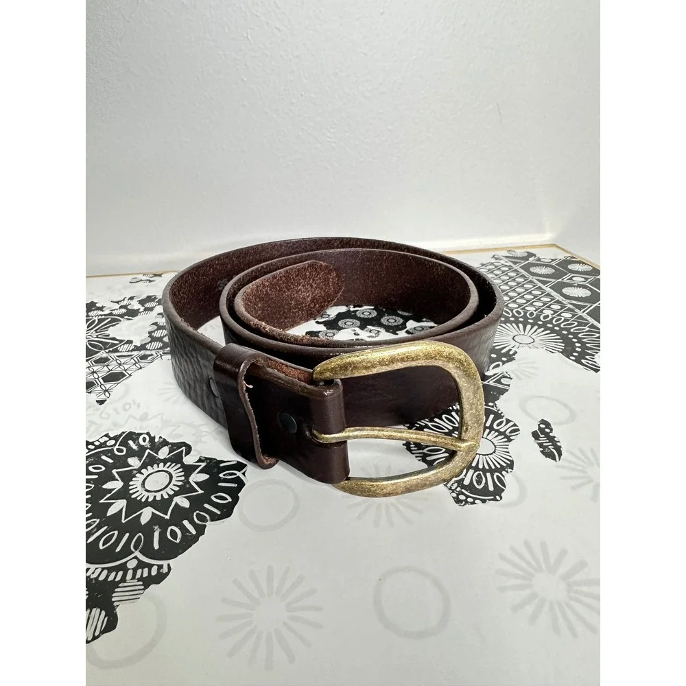 Justin Men's Dark Brown‎ Leather WorkBelt Size 36 Buckle Made in USA